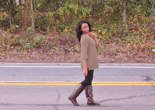 Favorite Fall Outfit | Big Sweater, Legwarmers, Leggings & High Boots.